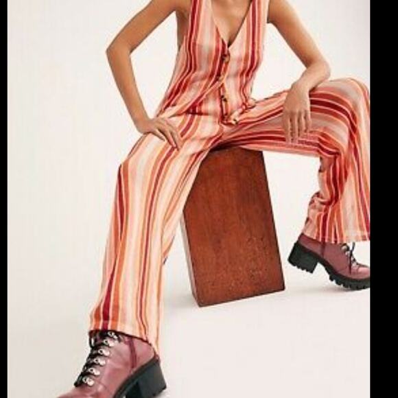 Free People |Two Piece 1970s Pantsuit Sunset S Bridgette - Picture 6 of 6